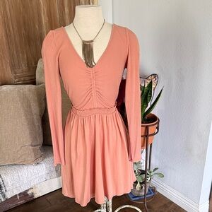 Anthropologie Coral Long-Sleeve Dress